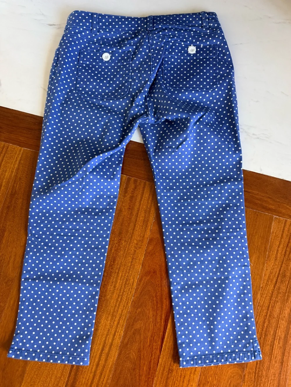 Mini Boden Big Girls Capri Pants Adjustable Waist Blue Polka Dot Jeans Size 14Y